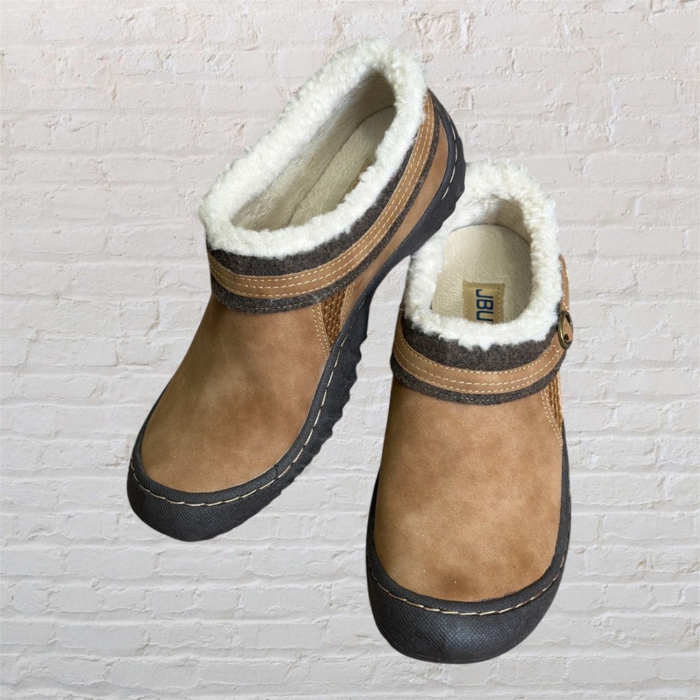 JBU Jambu Ginger Tan Faux Fur Lined Clogs Mules Shoes B4GIN04 Womens 6M